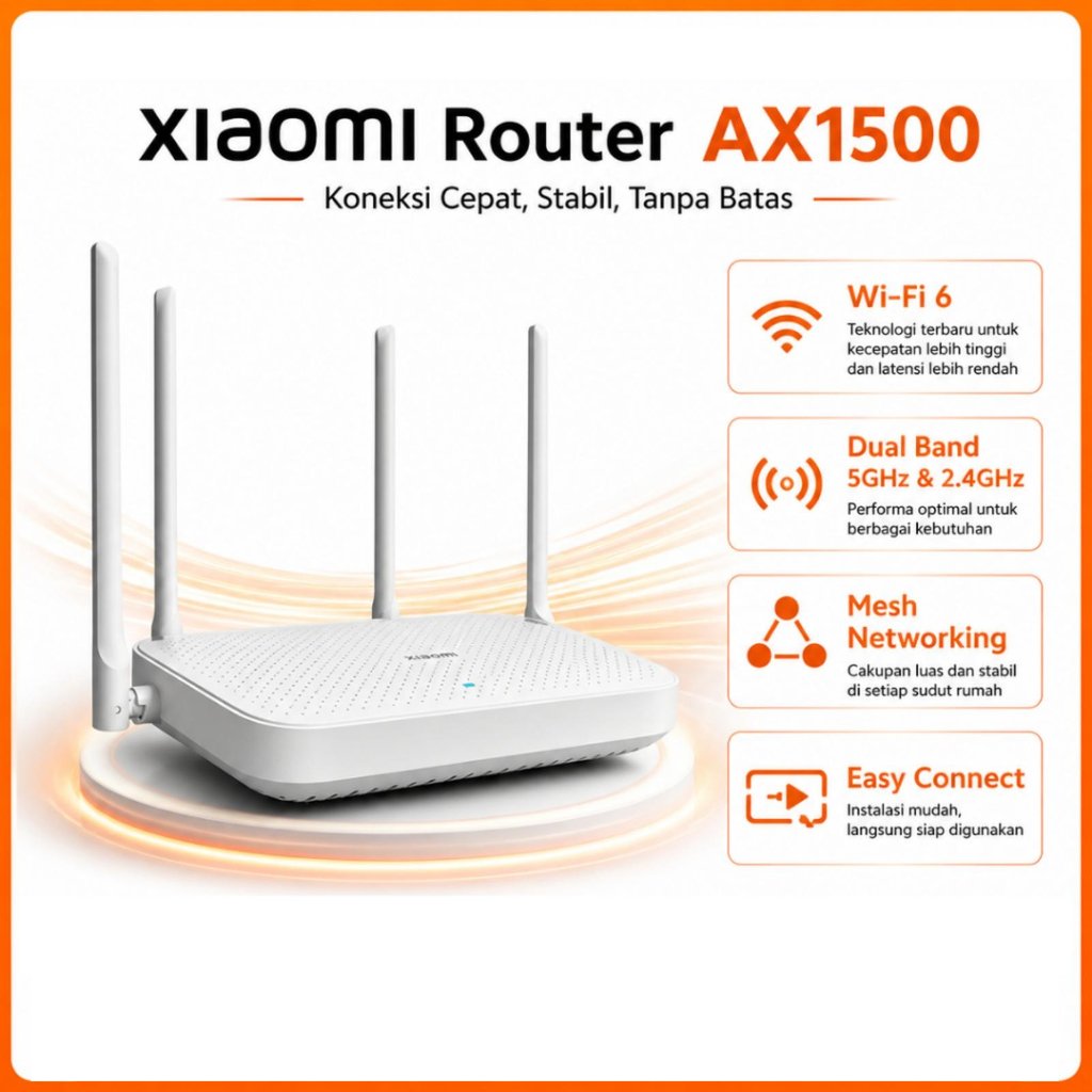 Xiaomi Router AX1500 Wi-Fi 6 - Dual Band 2.4Ghz & 5Ghz - 1500 Mbps
