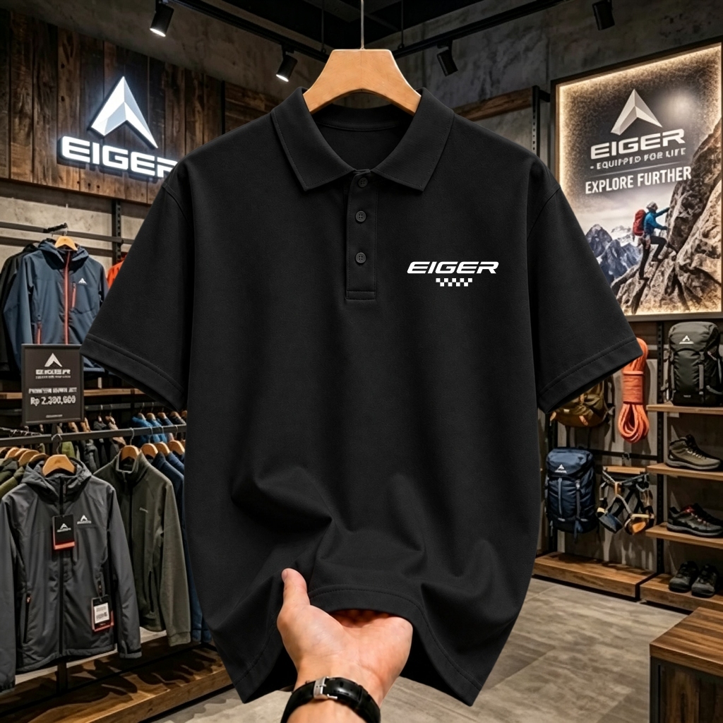 [ORI] Kaos Polo Pria Eiger T Shirt Casual 24S Cotton Combed Premium Adem Unisex Nyaman Perintilan Ae