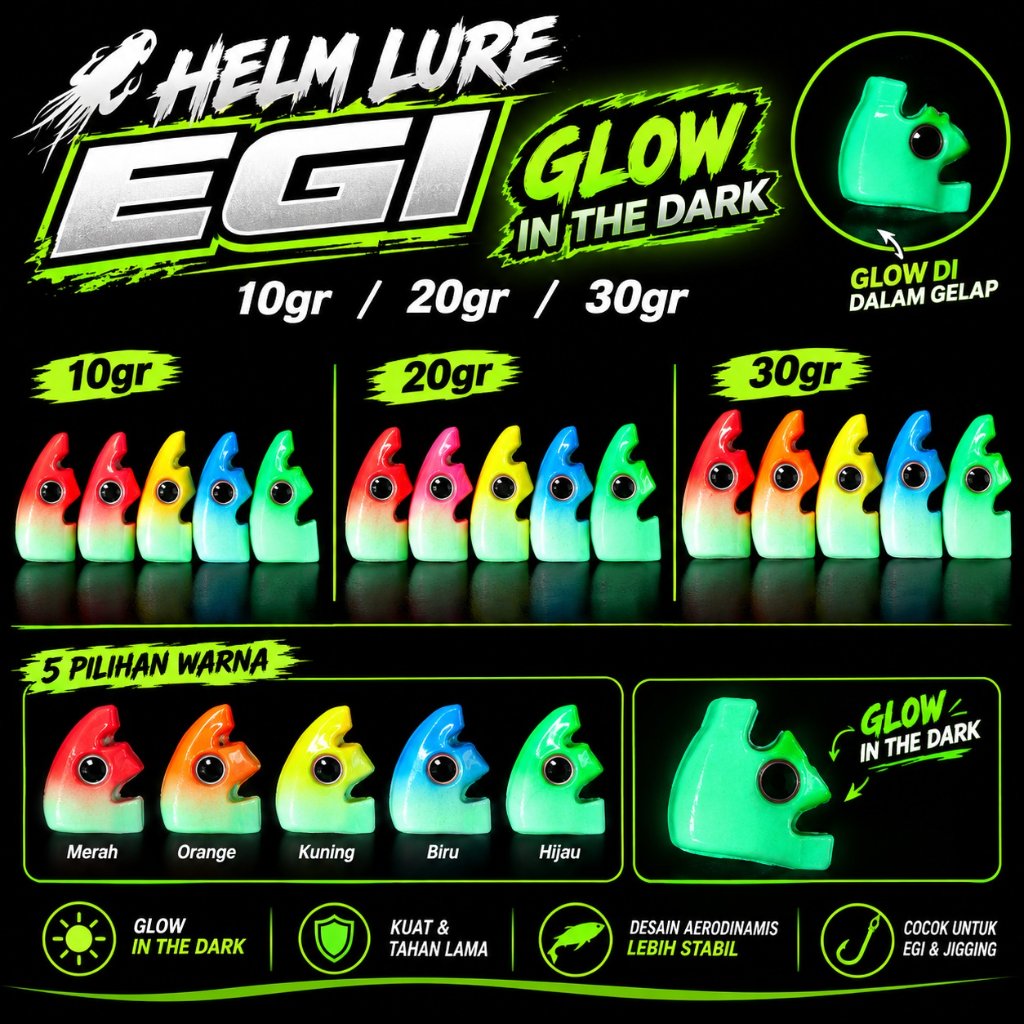 PEMBERAT UMPAN EGI SINKER timah pemberat egi / capela GLOW IN THE DARK PEMBERAT UMPAN MANCING CUMI