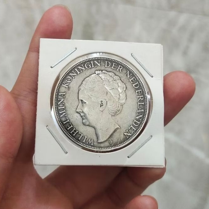 Koin Perak Belanda 2,5 Gulden Tahun 1939 Ratu Wilhelmina Asli Original
