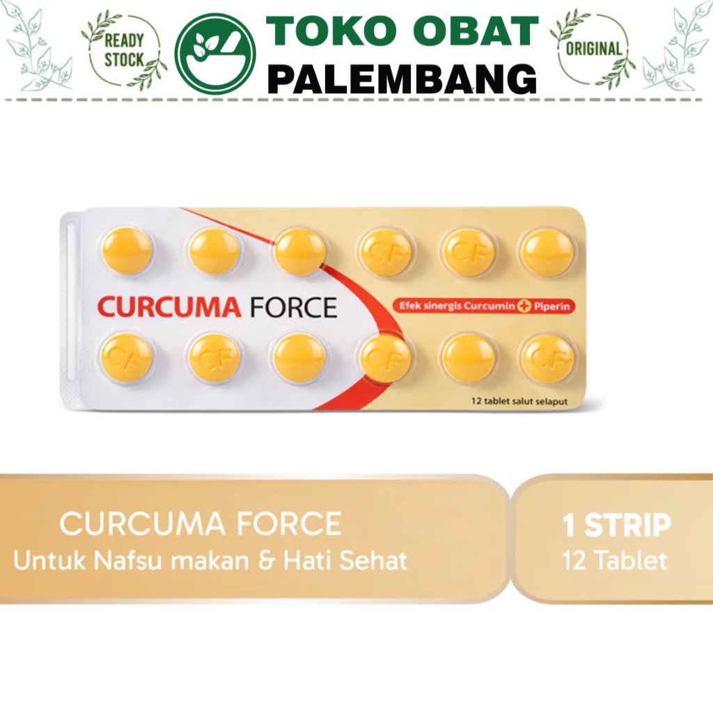 CURCUMA FORCE 12TABS OBAT FUNGSI HATI DAN PENAMBAH NAFSU MAKAN CURCUMIN TEMULAWAK CURCUMA FCT PIPERI