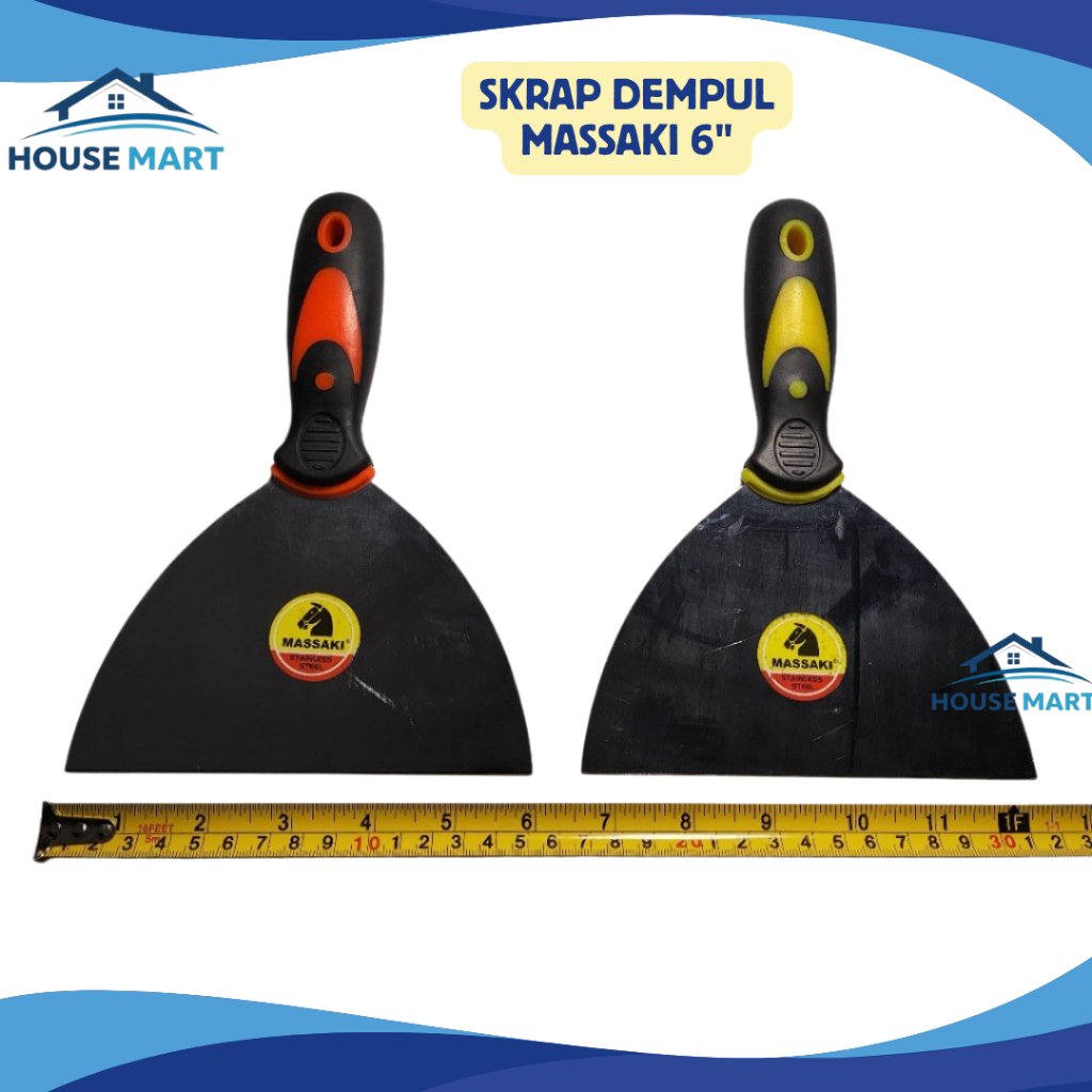 MASSAKI SKRAP DEMPUL GAGANG FIBER 6" STAINLESS STEEL ASLI / KAPE 6" GAGANG KARET/FIBER ANTI SLIP SEK