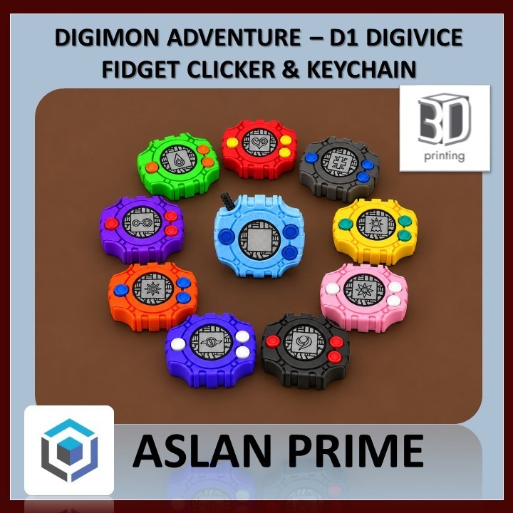 DIGIMON ADVENTURE D1 DIGIVICE KEY CLICKER KEYCHAIN KEYRING 3D Print Printing Digivolve DigiDestined 
