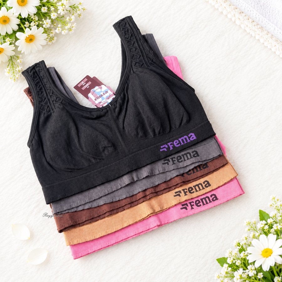 6 Pcs Miniset Fema Bra RAJUT Polos Tanpa Busa