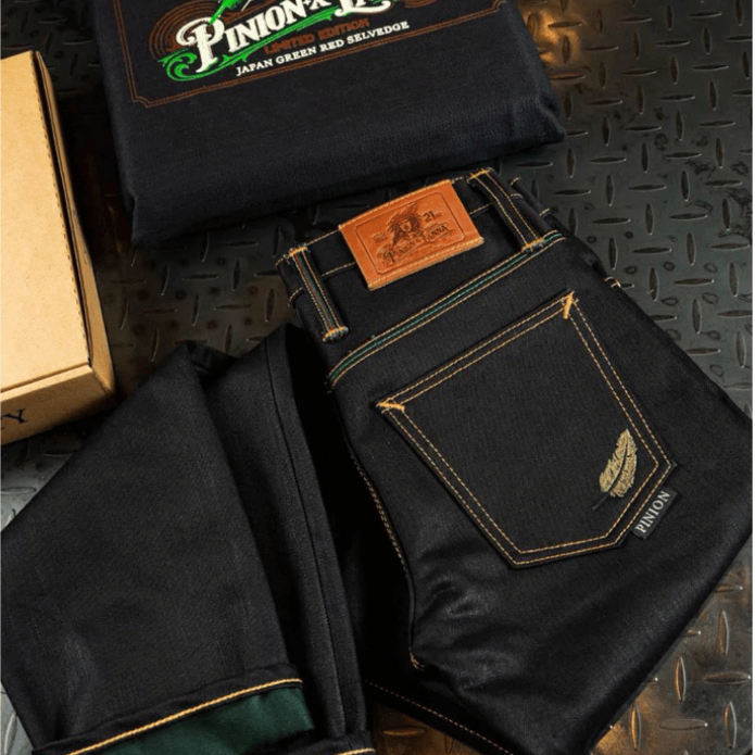 PINION DENIM - GREEN MEDUSA 21.5oz