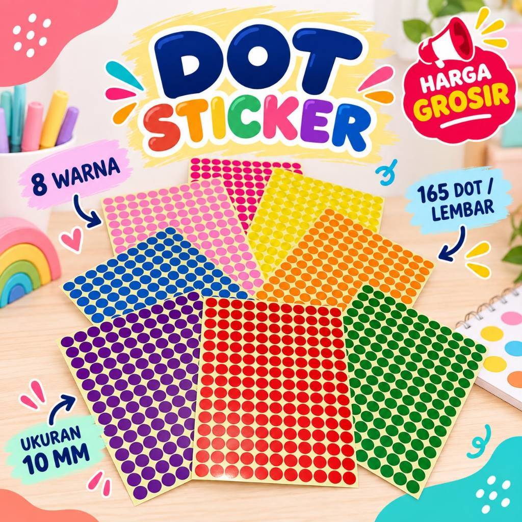 DOT STICKER / stiker dot stiker bintang Sticker Bulat/ Stiker bulat sticker dot - GROSIRMAINANJKT