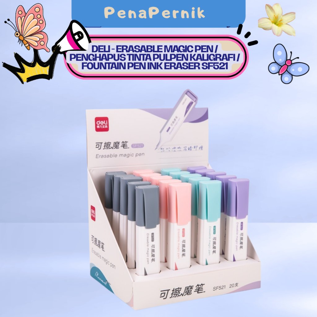DELI - ERASABLE MAGIC PEN / PENGHAPUS TINTA PULPEN KALIGRAFI / FOUNTAIN PEN INK ERASER SF521