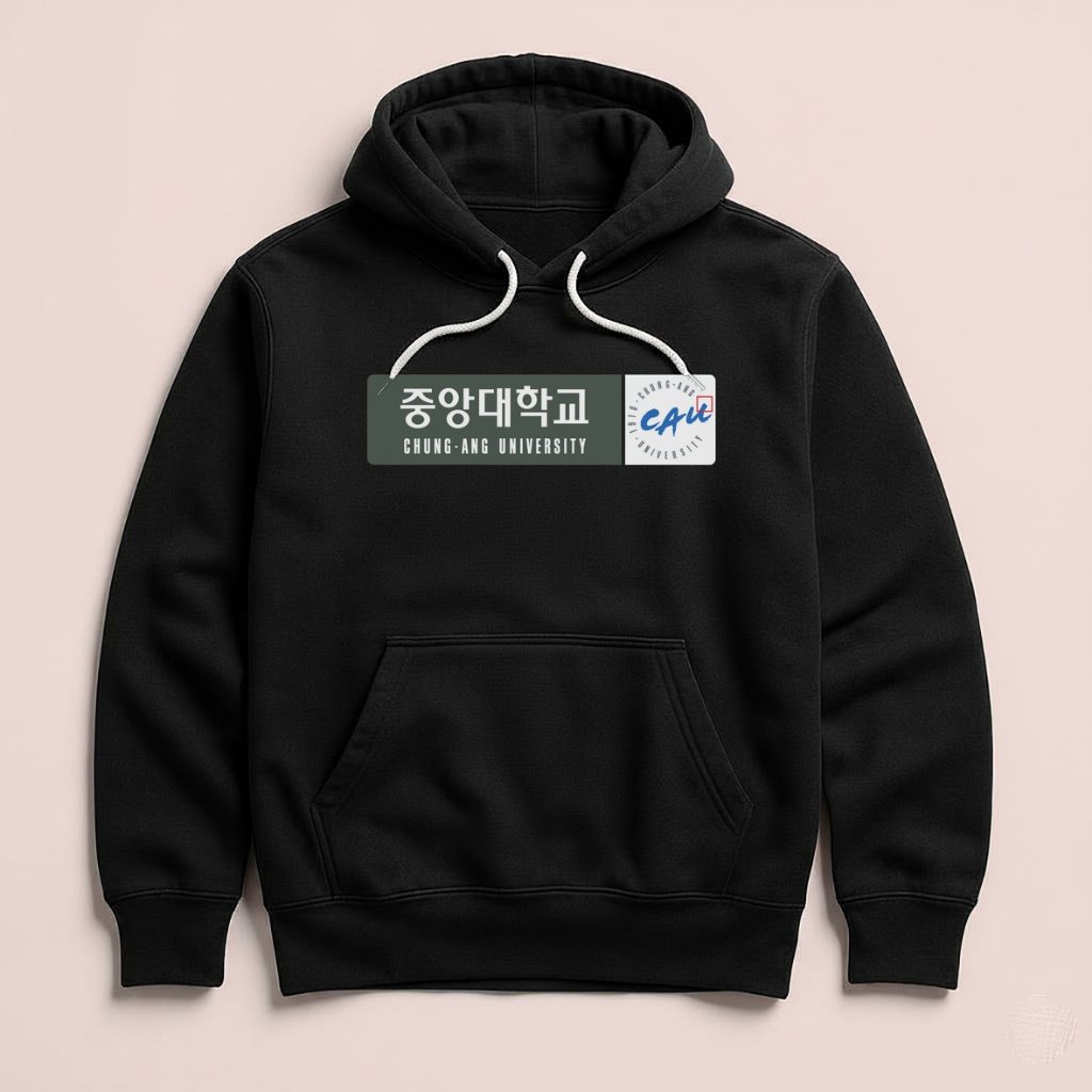 Hoodie CAU Chung Ang University Korea Unisex Sweater Fleece Black Hitam Cloth