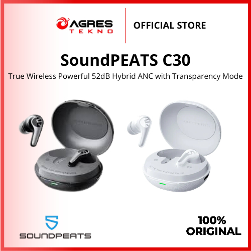 SoundPEATS C30 True Wireless Powerful 52dB Hybrid ANC with Transparency Mode