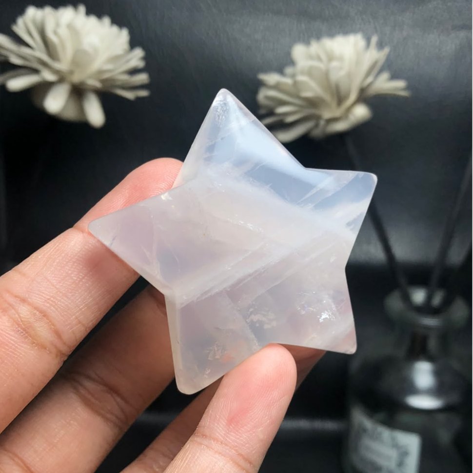 Natural Rose Quartz Star Carving Crystal (1) Batu Asli Alam