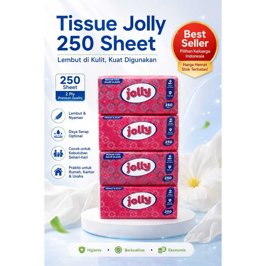 Tisu Jolly 250 Sheets 1 Ball Isi 4 Pcs
