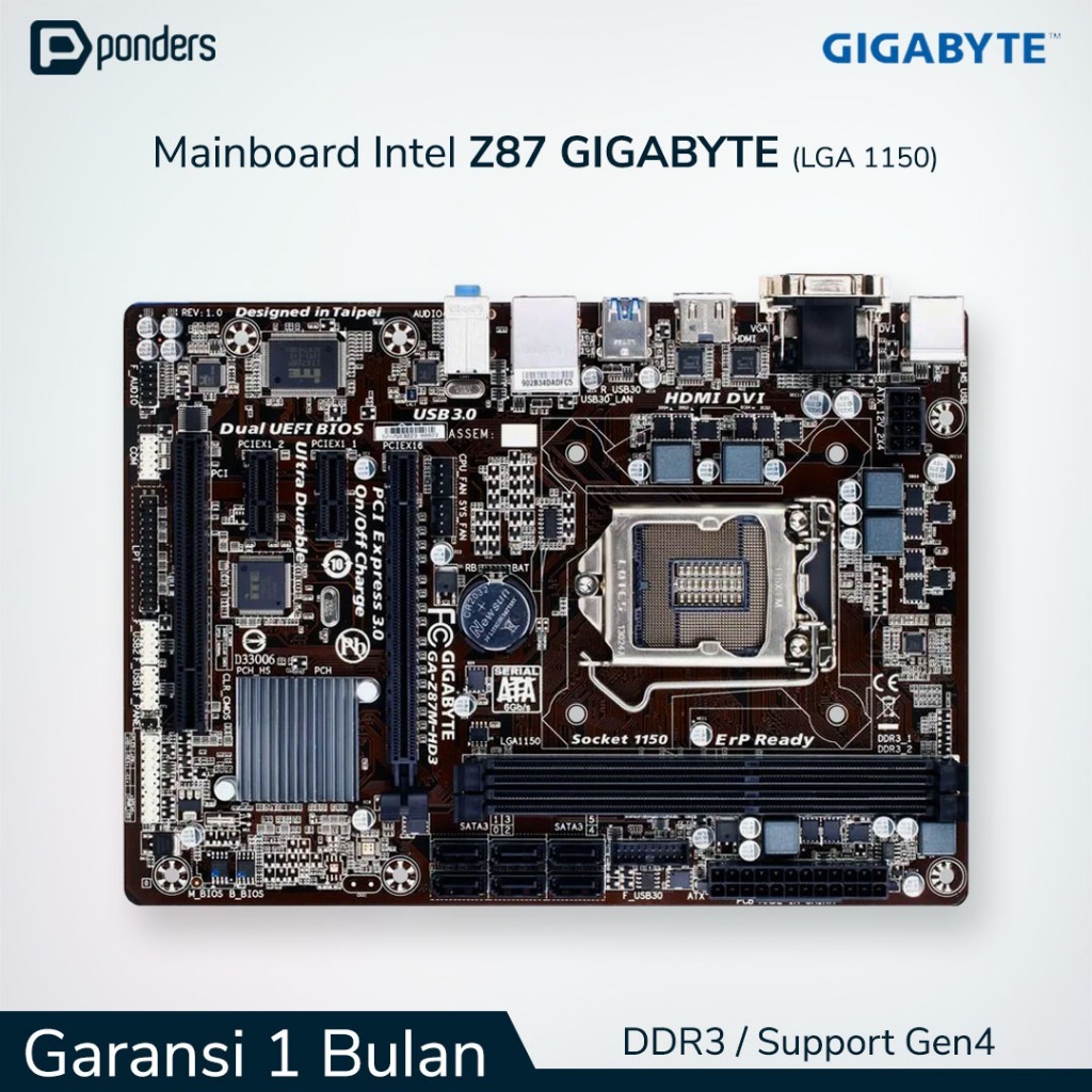 Mainboard Intel Gigabyte Z87 LGA 1150 DDR3 Support Gen4