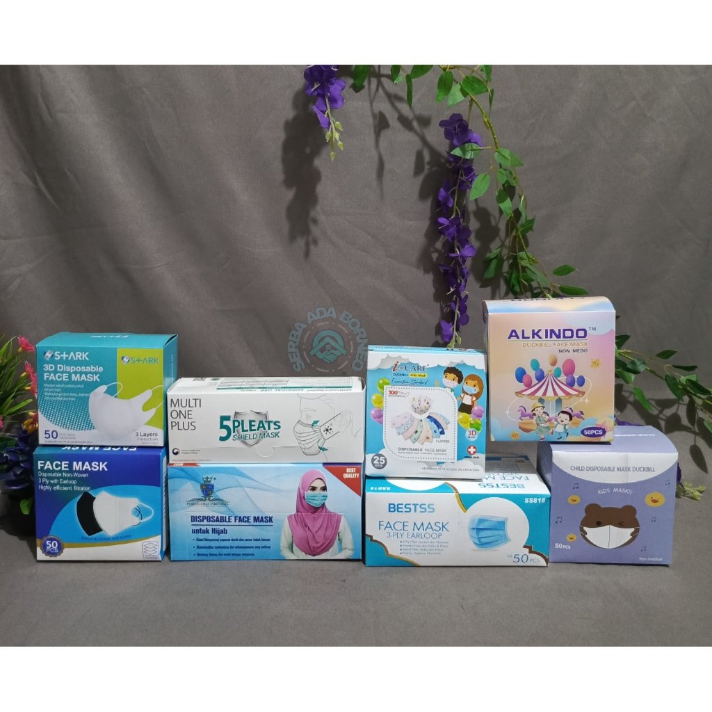Masker Duckbill Disposable Mask/Face Mask 3Ply Earloop/Face Mask Disposable Hijab/5 Pleats Shield Ma
