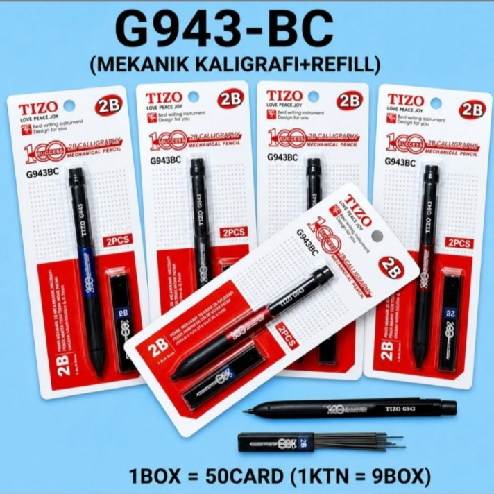 Pensil Mekanik Kaligrafi 2B TIZO G943-BC (+ Refill ISI PENSIL)