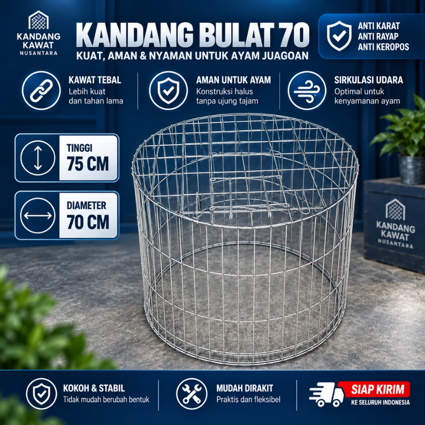 KANDANG UMBARAN BULAT 70 | BAHAN GALVANIS | KUAT & PRAKTIS | AYAM JAGOAN