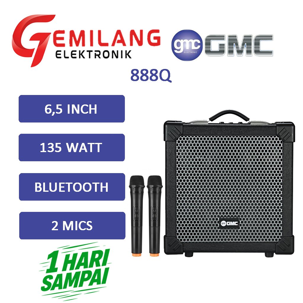 SPEAKER GMC 888Q SPEAKER PORTABEL 6,5 INCH 135 WATT 2 MIKROFON BLUETOOTH