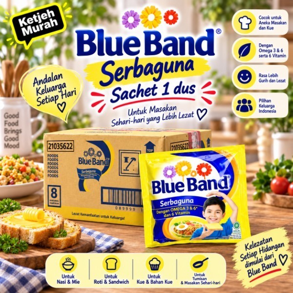 Margarin Blueband Serbaguna Sachet 200 Gram 1 Dus isi 60 Pcs