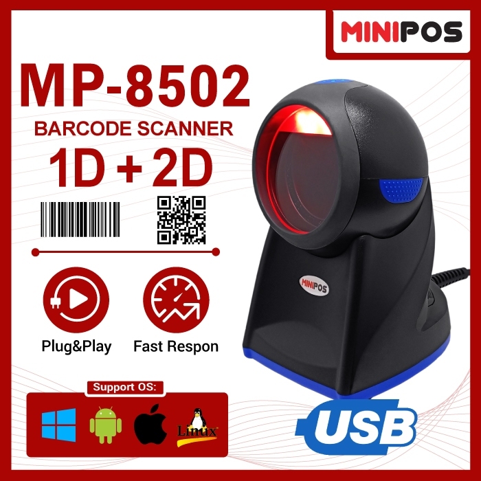 Barcode Scanner 1D 2D MINIPOS MP-8502 OMNI Auto Scan Auto 1D2D Atau 1D Only