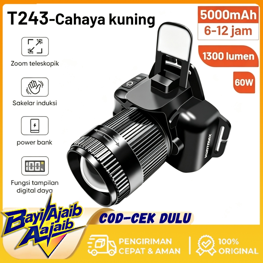 senter led super terang/ senter kepala /senter kepala super terang Senter Kepala Dengan Lampu Pengus