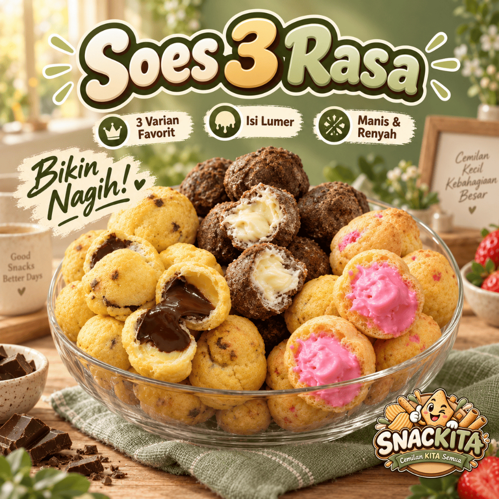 500gr Kue Sus Coklat, Vanilla , Strawberry  arjuna Lumer Renyah - Isi Penuh, Tekstur Kering, Kemasan