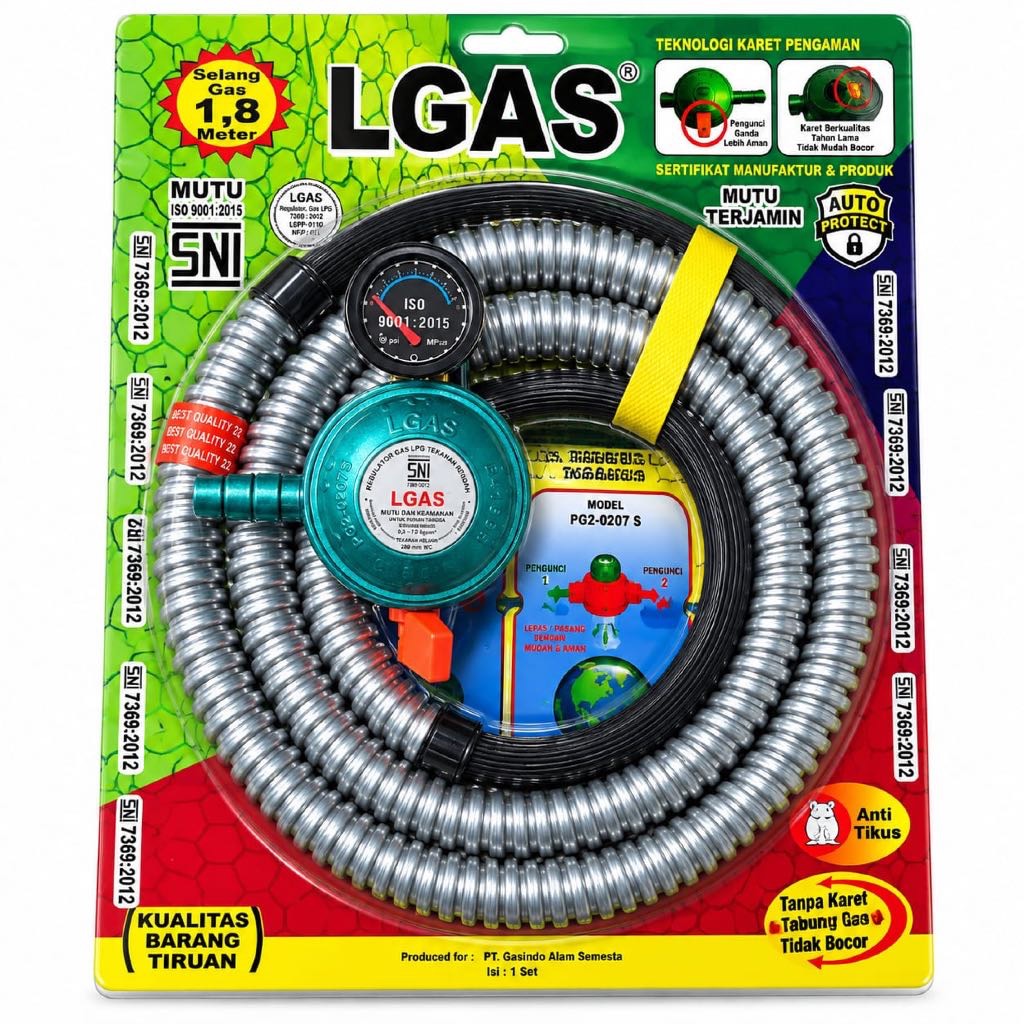 Regulator Gas LPG Komplit 1 Set Regulator Selang Gas LPG Kompor Gas LGAS