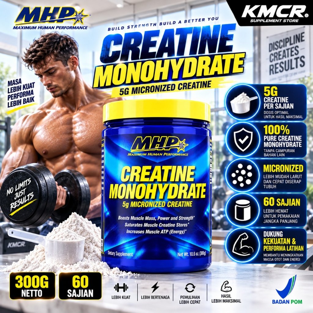 MHP CREATINE MONOHYDRATE 300 gr Creatin Suplemen Gym 100% Kreatin Creatine Gym Kmcr