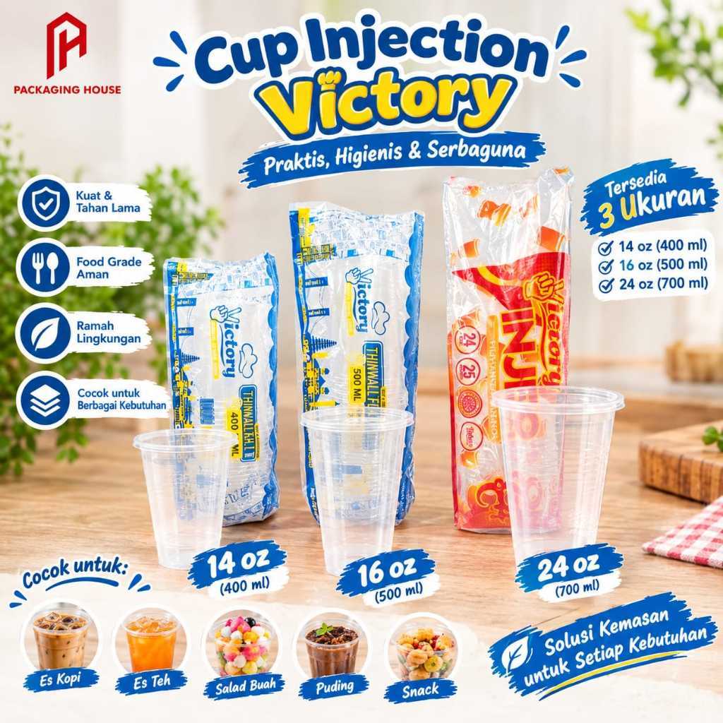 [25 PCS] CUP INJECTION + LID l CUP INJECTION VICTORY l CUP 14 OZ 16 OZ 24 OZ
