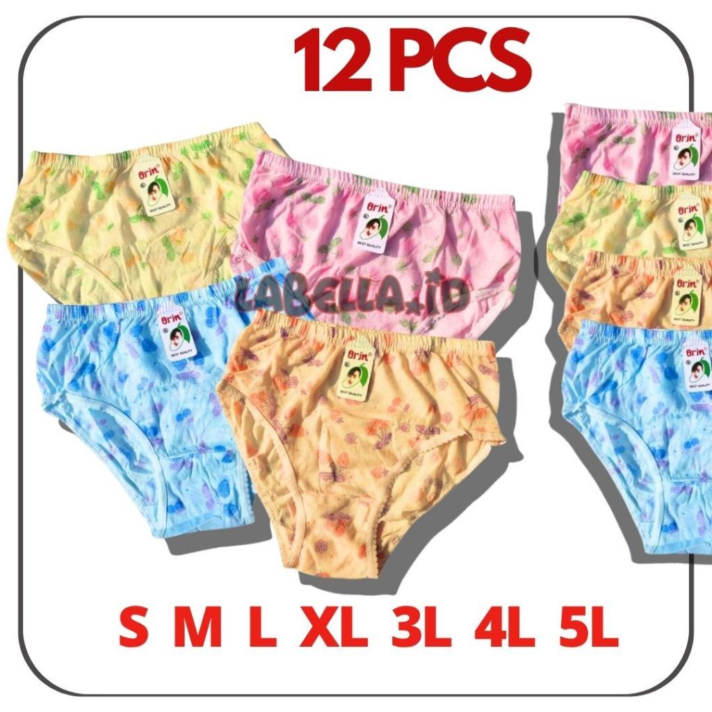 TERMURAH PAKET12 PCS CD WANITA ORIN | CELANA DALAM WANITA  ORIN ANAK - DEWASA SIZE S - 5L  LABELLA.I