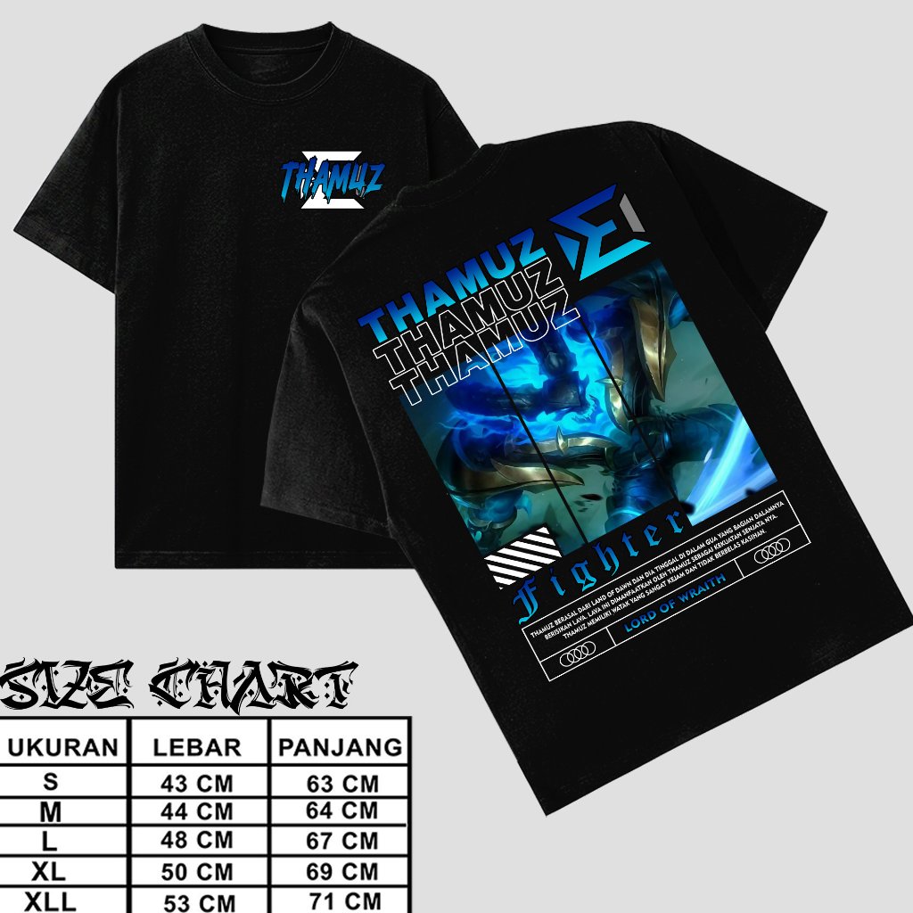 T-shirt/Kaos Dewasa Motif Hero Mobile Legends/Thamuz Fighter Lord Of Wraith/Kaos Mobile Legends Kere
