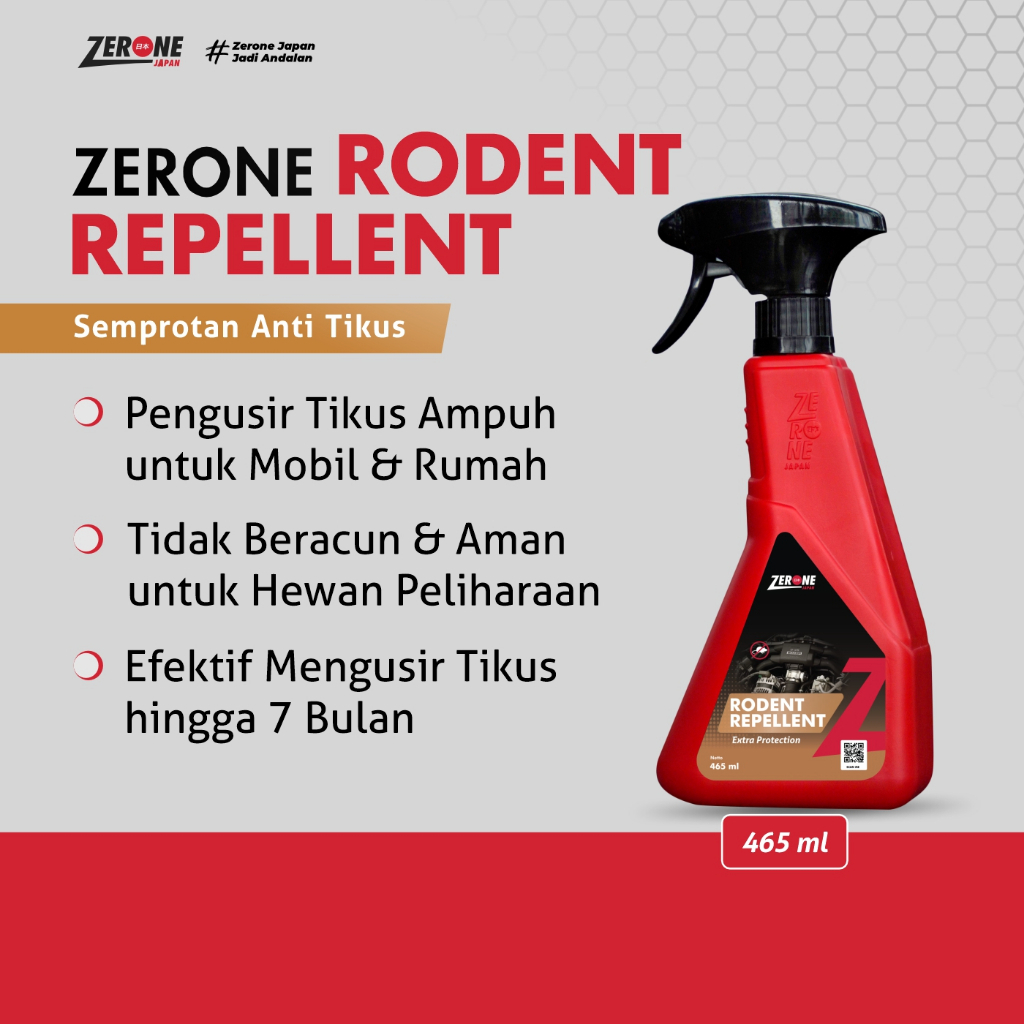 Zerone Japan Rodent Repellent Semprotan Anti Tikus Pengusir Tikus Kap Mesin Mobil 465ml