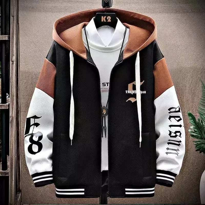 JAKET HOODIE TEBAL - F8 VARSITY - JACKET PRIA OVERSIZE