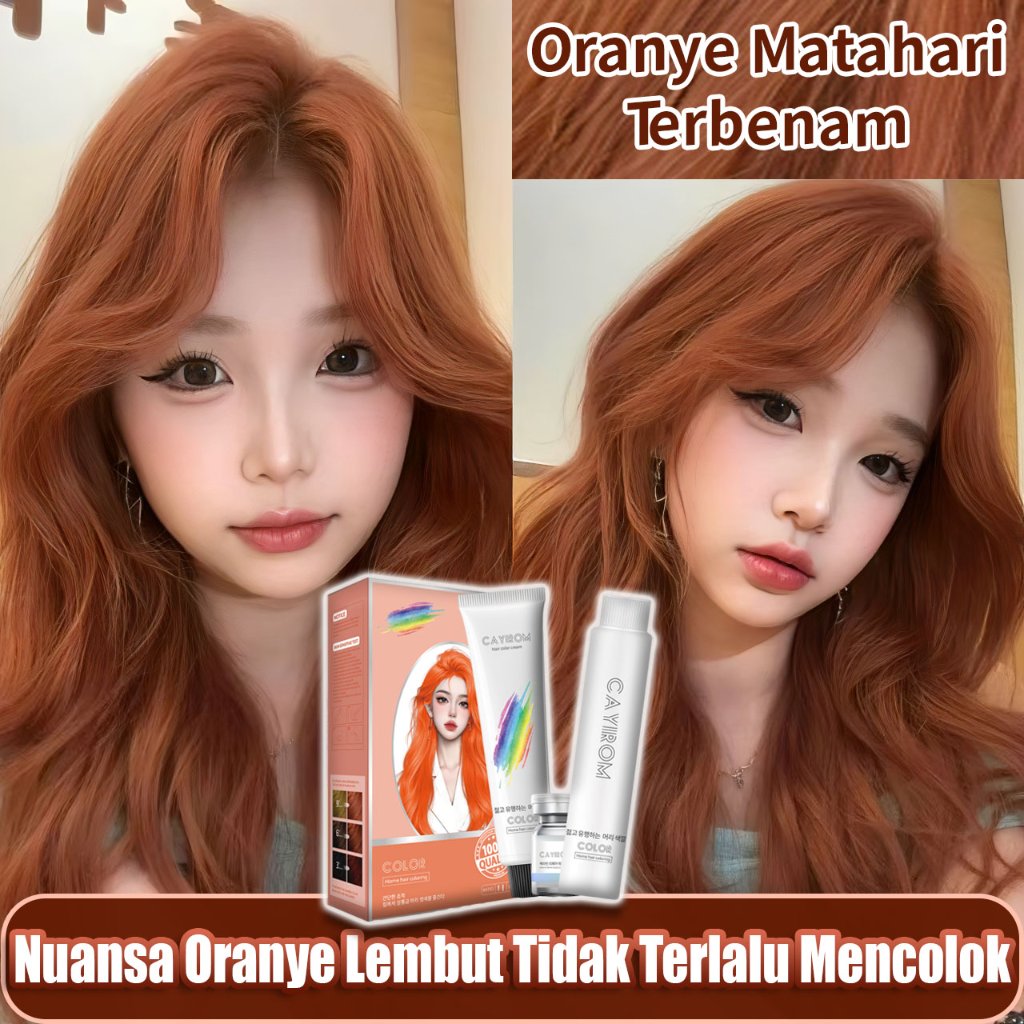 [Tidak merusak rambut] CAYIROM Oranye Matahari Terbenam cat rambut 200ml,Hasil Warna Merata Berkilau