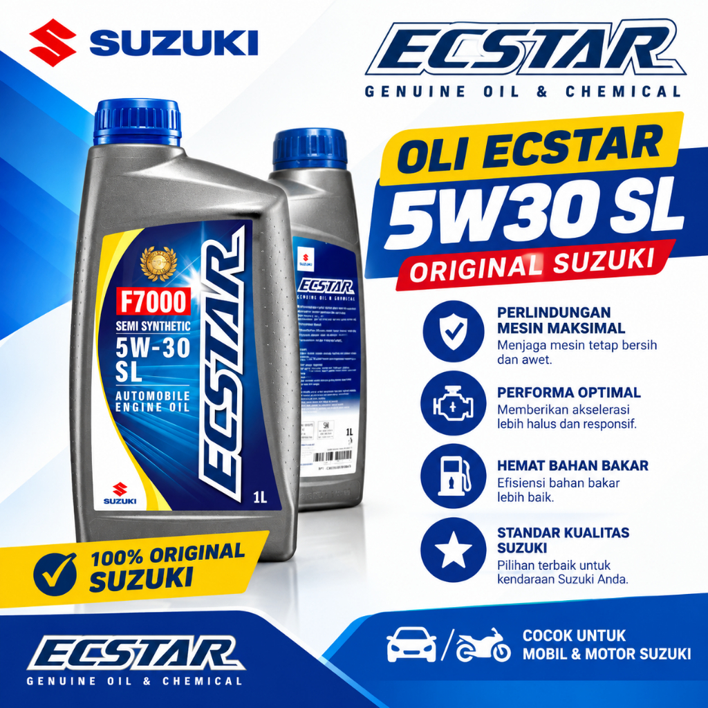 Oli ECSTAR 5W30 SL 1 Liter Original Suzuki | Oli Mesin Mobil Suzuki Full Synthetic