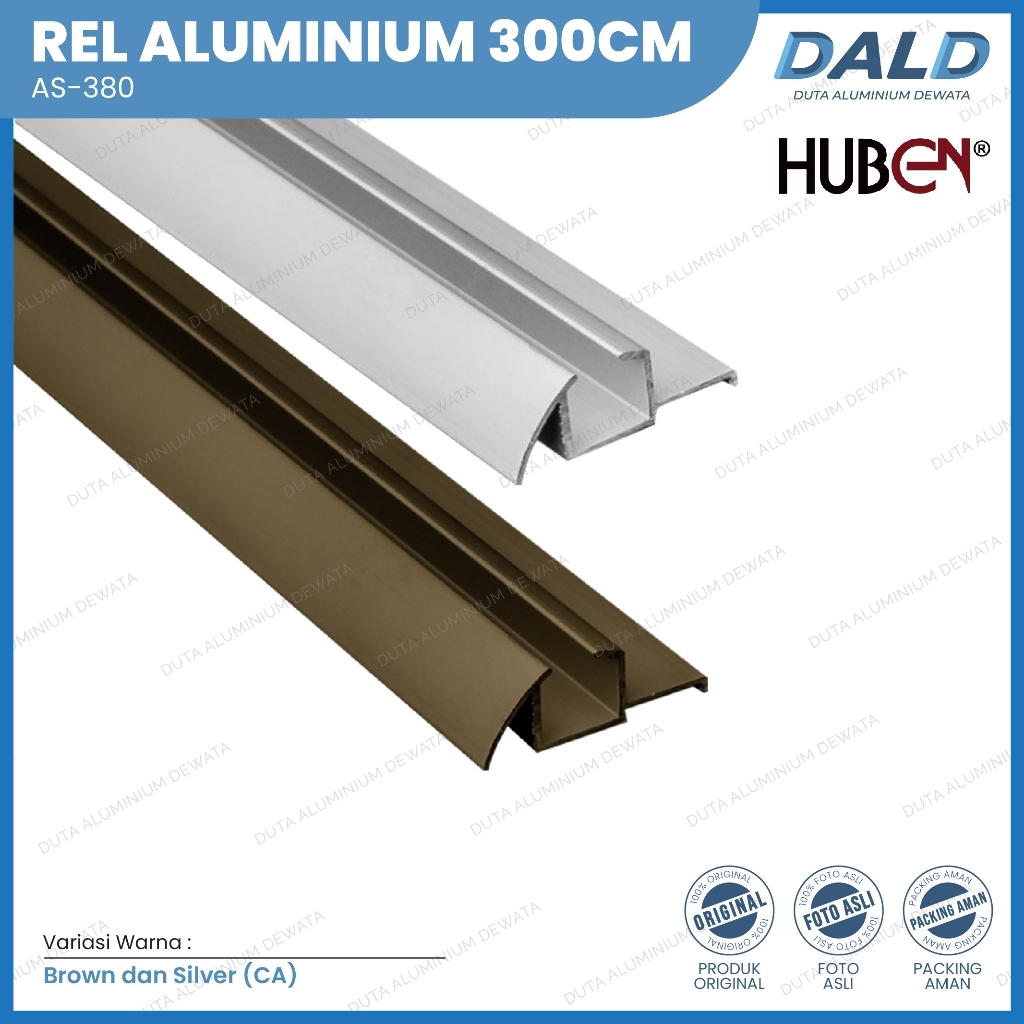 (JUAL DI TOKO OFFLINE) HUBEN Rel Aluminium Pintu Lemari Geser Sliding Door 300cm AS-380 Coklat/Brown