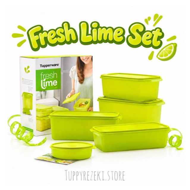 (1SET) Tupperware Fresh Lime Set Tupperware Kontainer Kulkas Set 4 ukuran