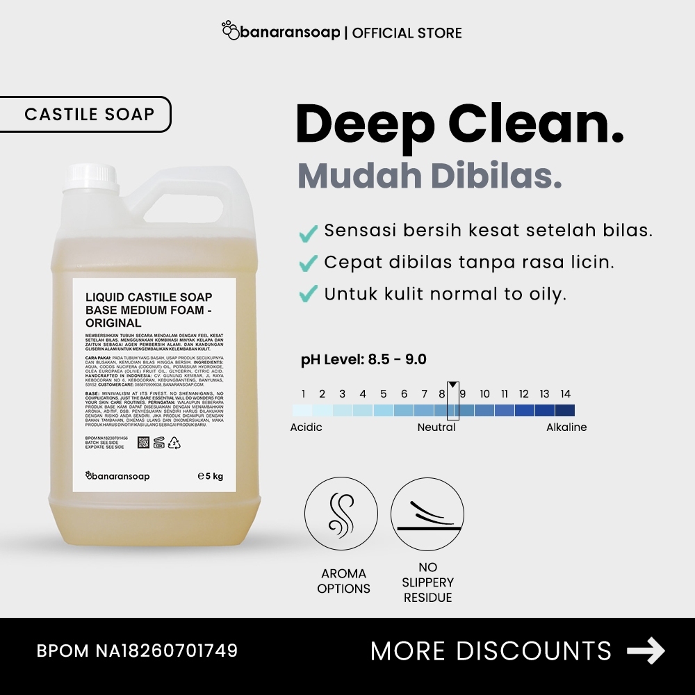 Liquid Castile Soap Base Medium Foam 5 Kg