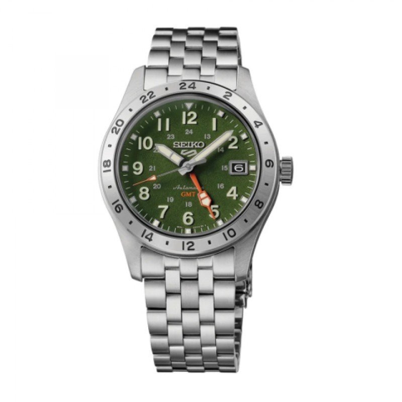 Jam tangan Pria Seiko HDB001K1 Silver Green Automatic GMT Original