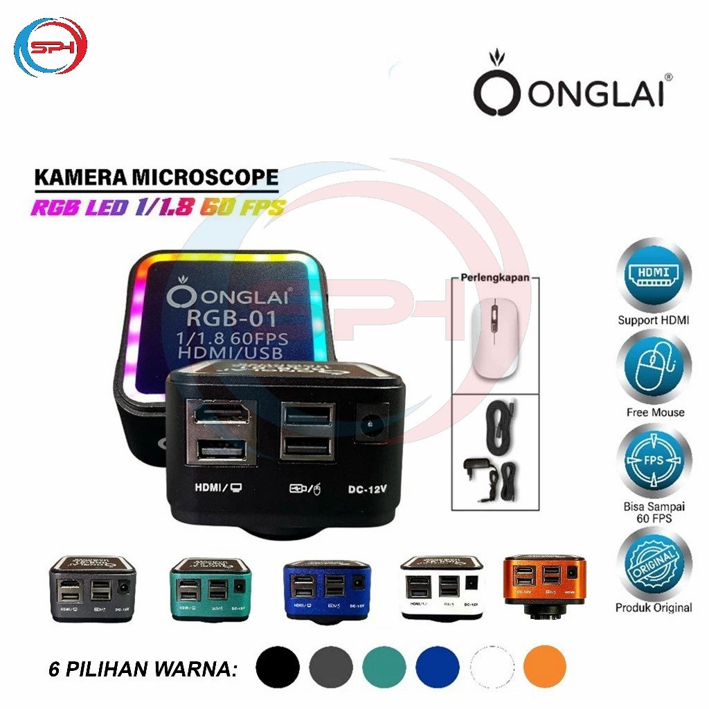 ONGLAI RGB-01 KAMERA MICROSCOPE WARNA BLACK/WHITE/GREEN/BLUE/GREY 1/1.8 60FPS ORIGINAL HDMI ORIGINAL
