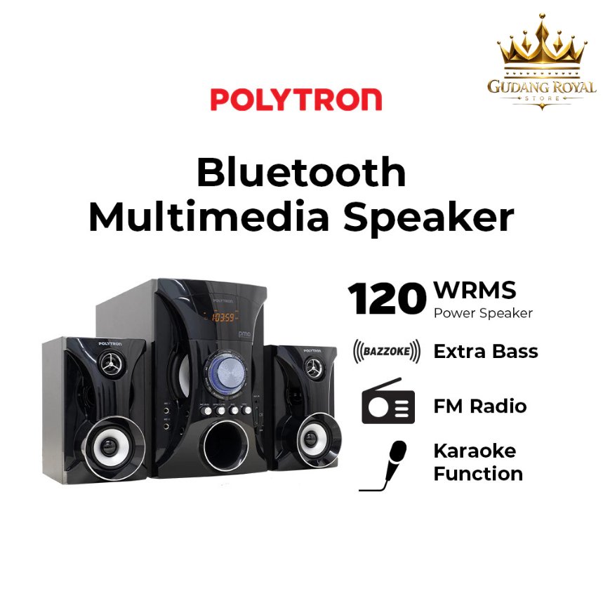 POLYTRON Speaker Aktif PMA-9525/B Bluetooth USB AUX FM With Remote Speaker Multimedia Original