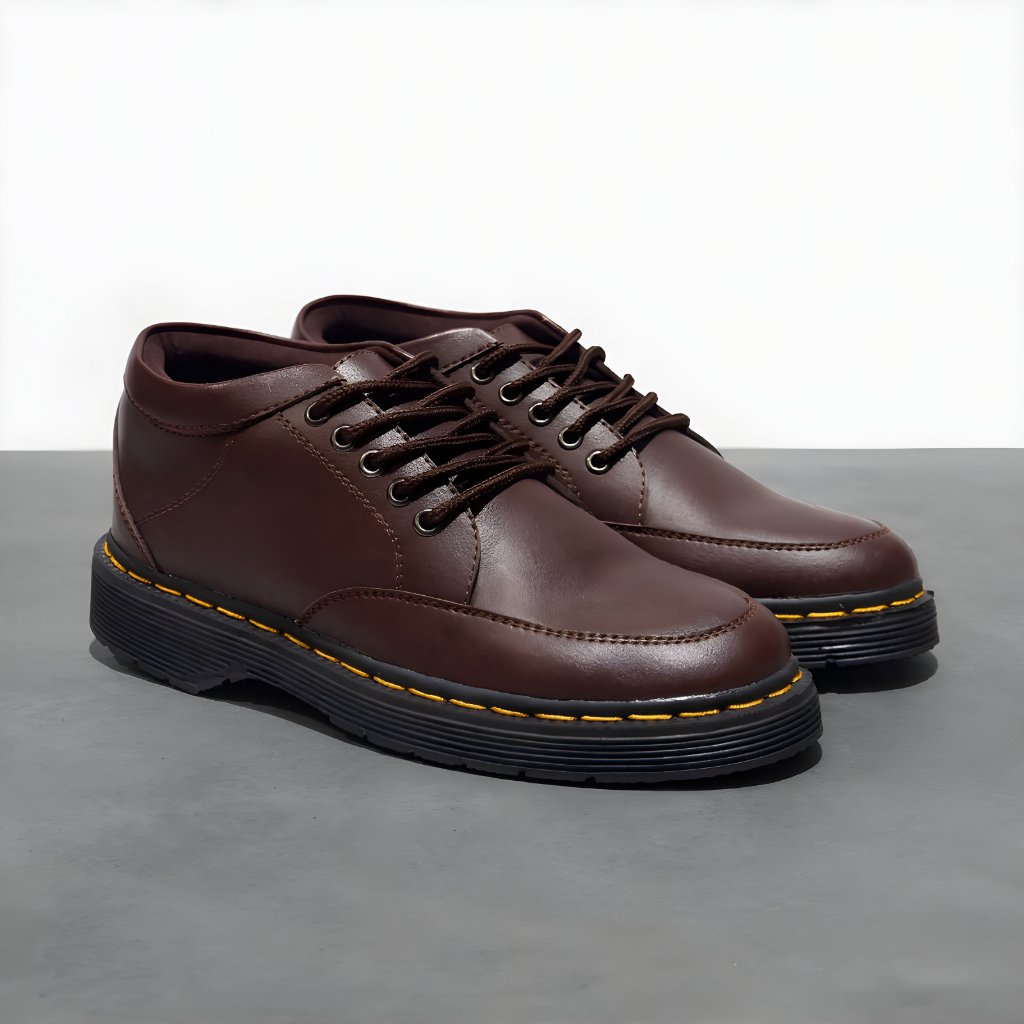 PARIDIE MORRIS BROWN Sepatu Pria Kulit Coklat Casual Formal Kerja Pantofel Docmart Oxford Low Boots 