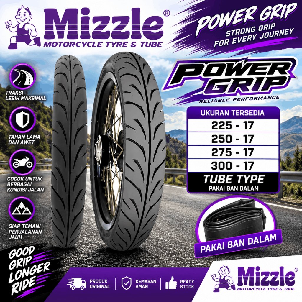 Ban Motor MIZZLE POWER GRIP Ban Motor Ring 17 Non Tubles (pakai ban dalam)