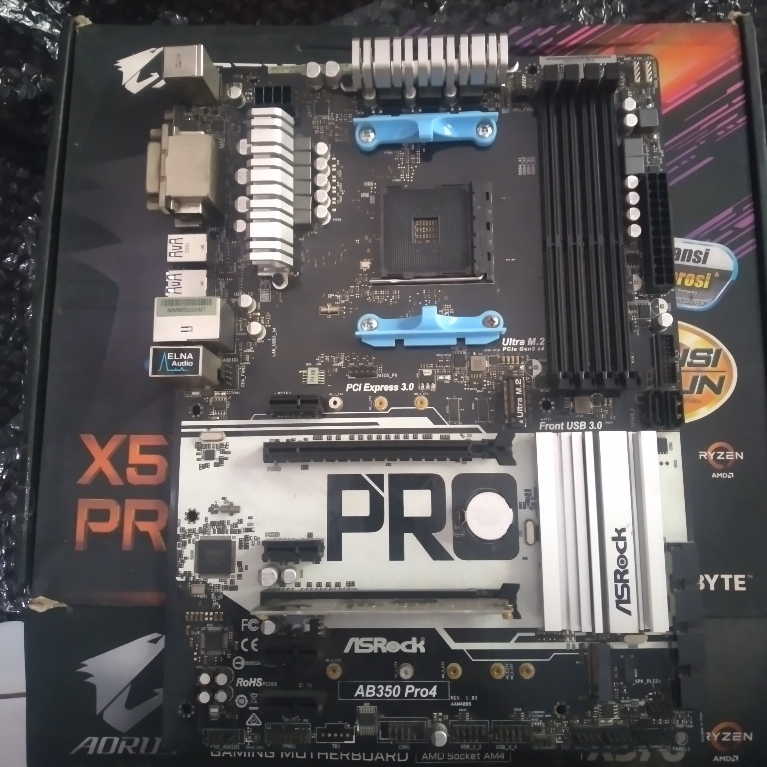 Mobo AB350 Pro4 Ryzen 5 2600 Sepaket Bonus Cooler Thermaltake UX100