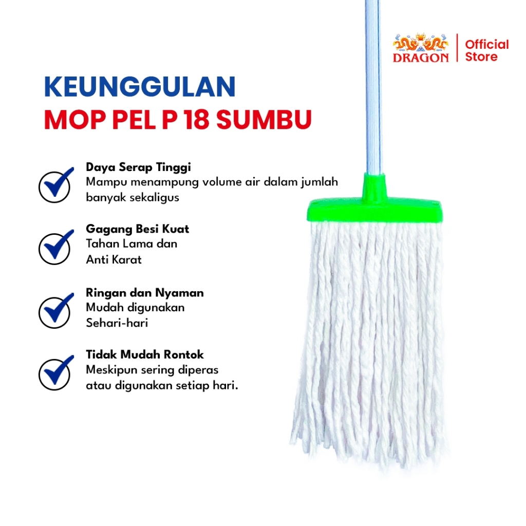 DRAGON Mop Pel P18 Sumbu Alat Pel Lantai 110 cm Pembersih Lantai Cleaning Mop MP251