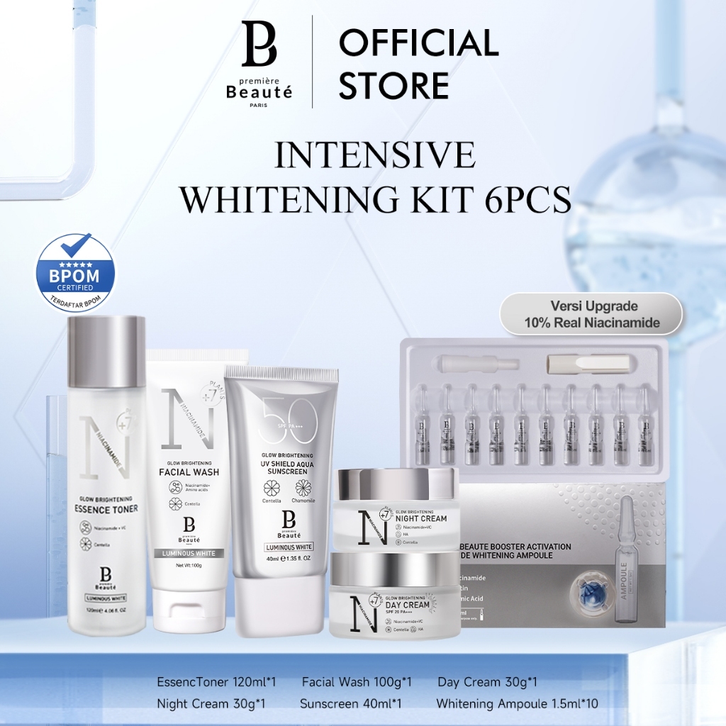 PREMIERE BEAUTE Whitening Kit 6 Pcs Glow Whitening Paket Series Brghtening Packet wajah Skincare BPO