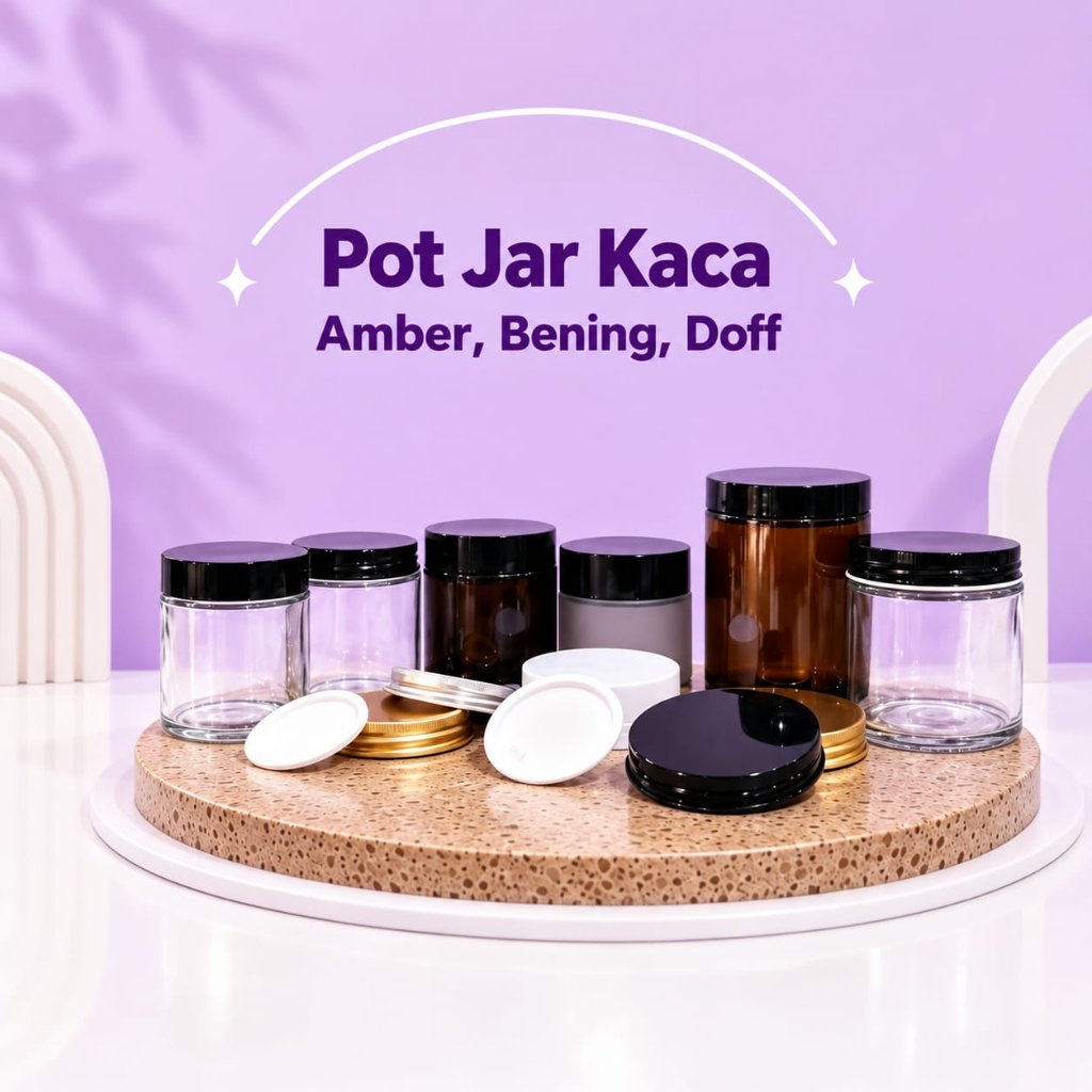 Pot Jar Kaca Amber, Bening , Doff, 100, 200gram Jar Kaca Wadah Masker, Cream, Dan Salep Travel Size
