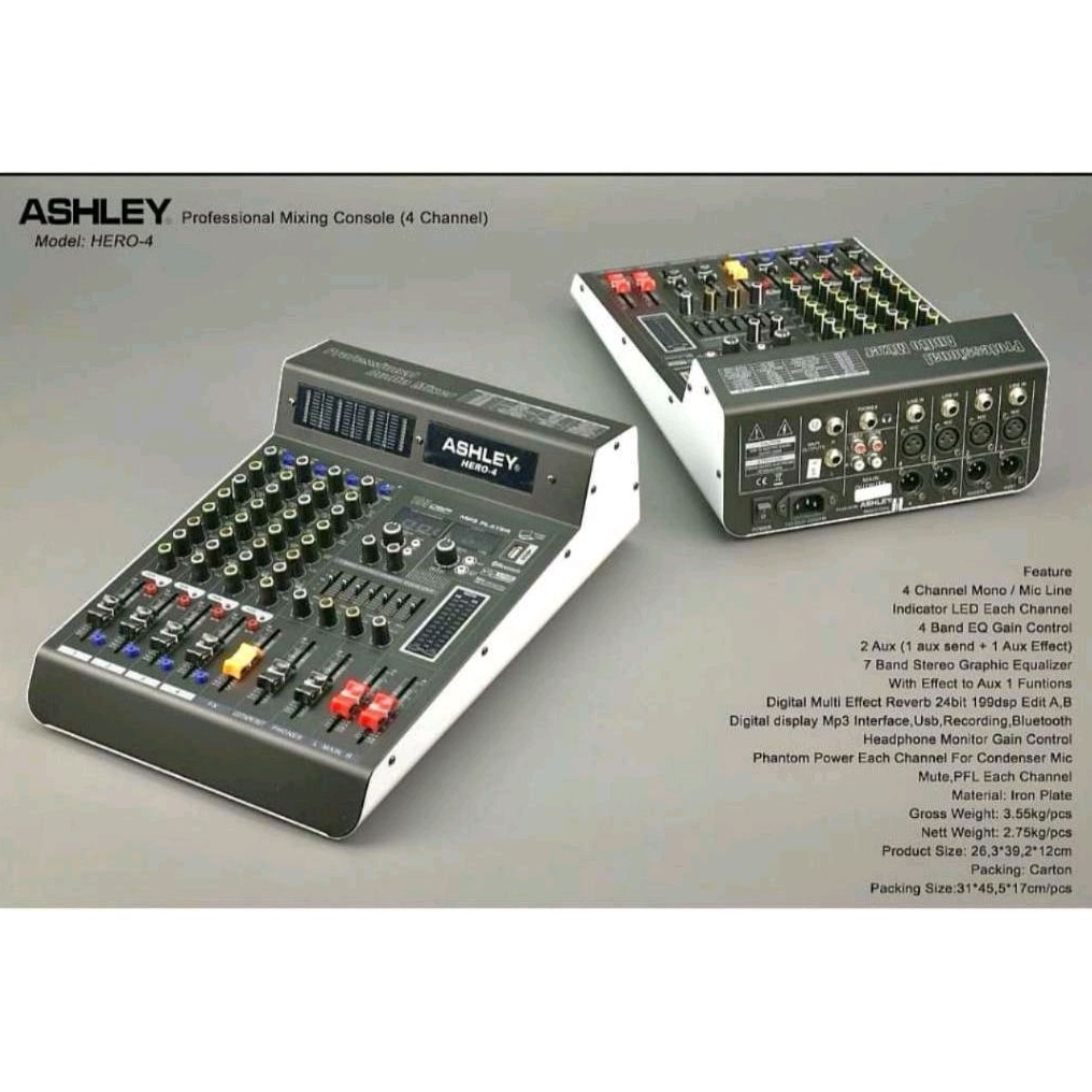 MIXER ASHLEY 4 CHANNEL EFEK ALESIS ASHLEY HERO4 HERO-4 HERO 4 ORIGINAL BERGARANSI RESMI ASHLEY