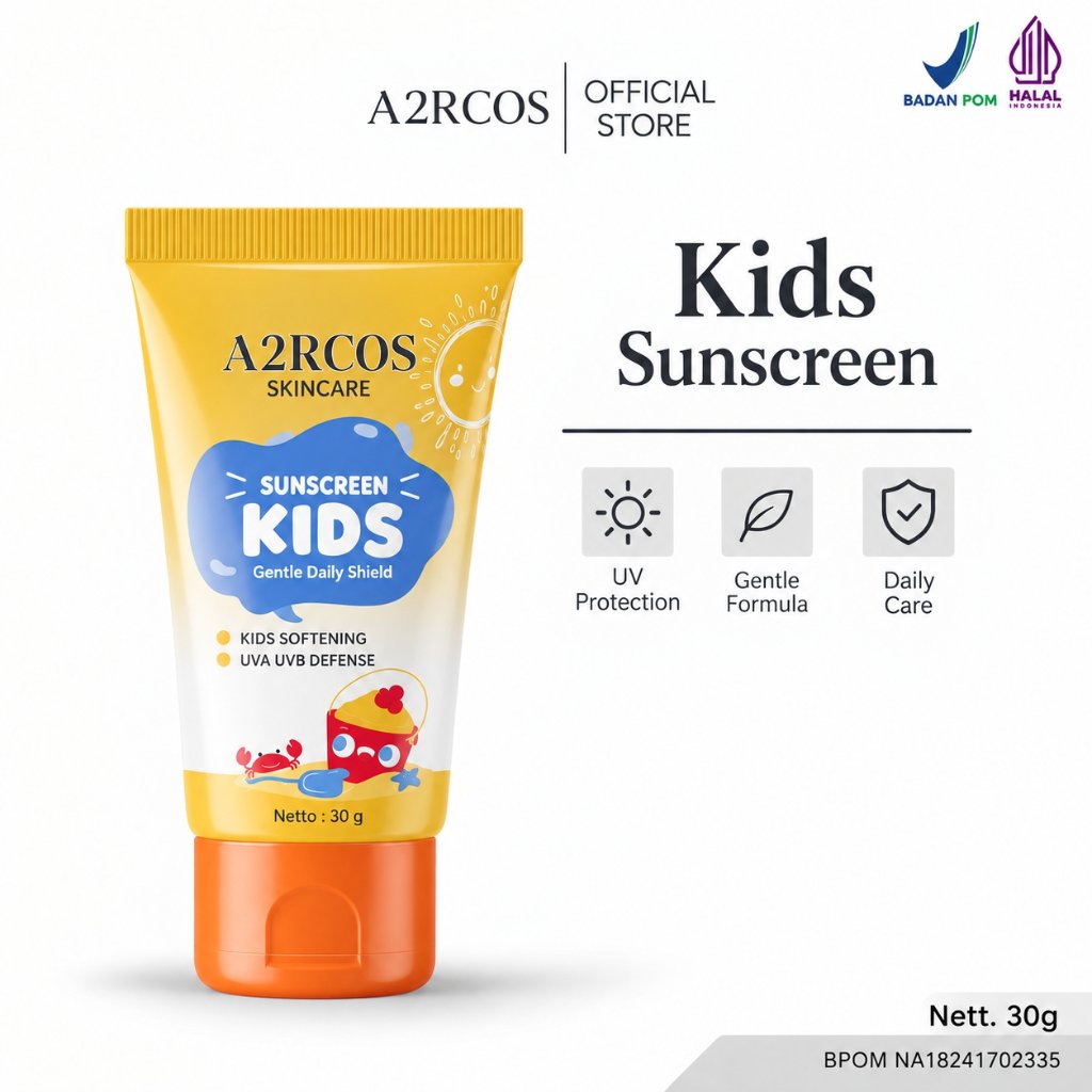 A2RCOS Kids Sunscreen 30g Daily Skin Protection Tabir Surya Sunblock Baby