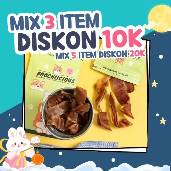 Poochlicious Pig Ear Stripes / Pig Ear / Kuping Babi / Dog Snack/ Cemilan Anjing / Snack Anjing
