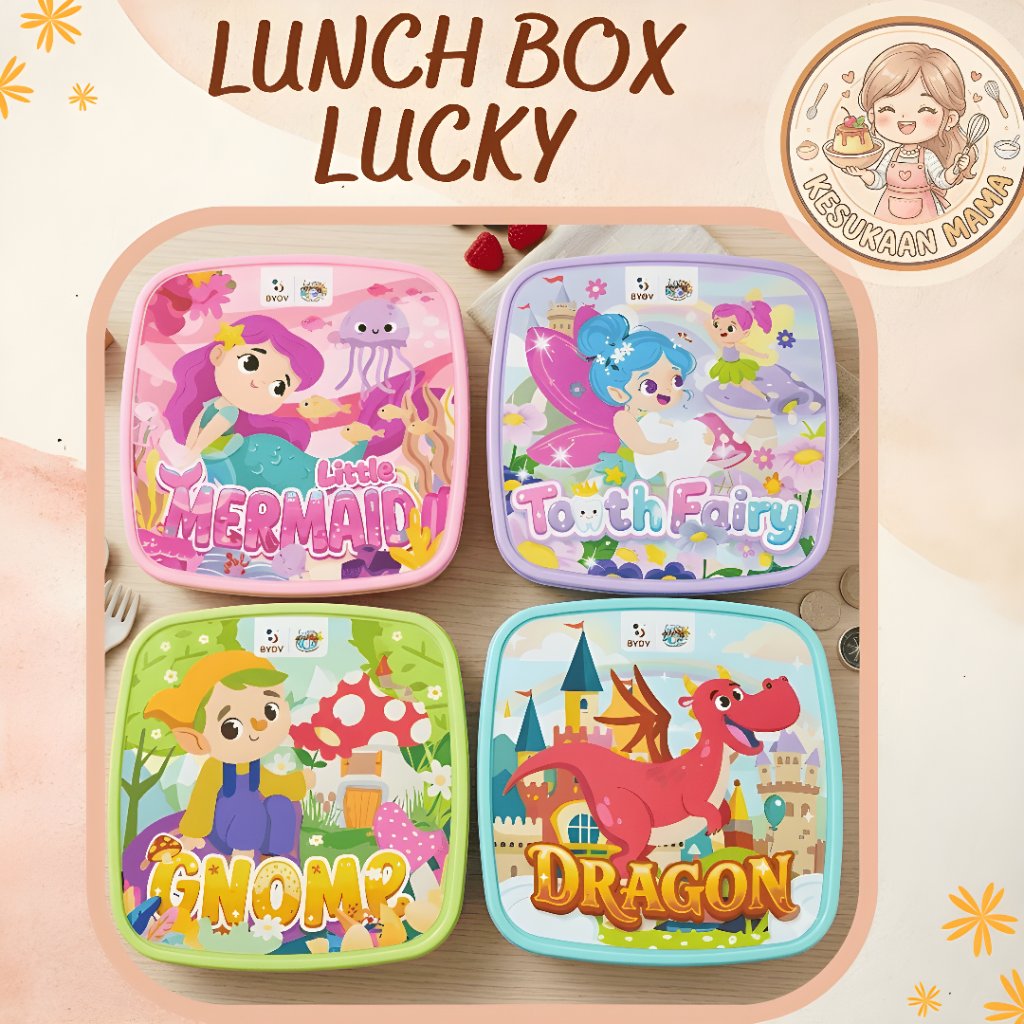 Tempat Makan Sekat Lucky / Lunch Box Lucky/ Lunch Box Bekal Anak Souvenir Ulang Tahun Murah
