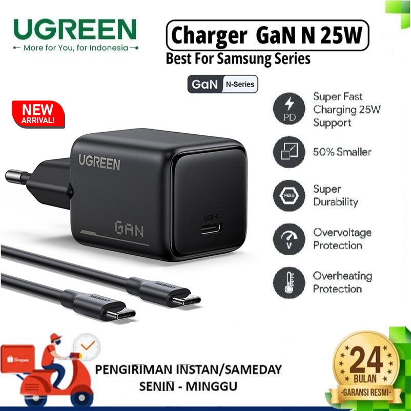 Ugreen 20W 25W PD 3.0 QC 4.0 PPS AFC untuk iPhone 15 Plus Pro Max Android Type C Fast Charger Samsun